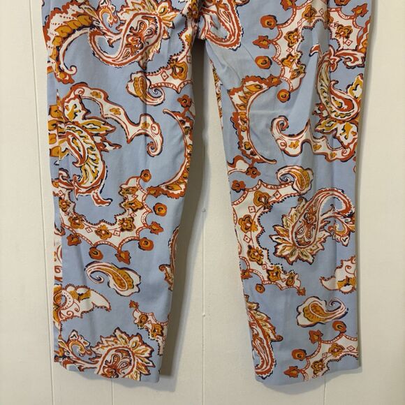 J. McLaughlin Size 12 Mid-rise Slim Fit Dixie Pants Blue Paisley Preppy Coastal - Picture 6 of 11